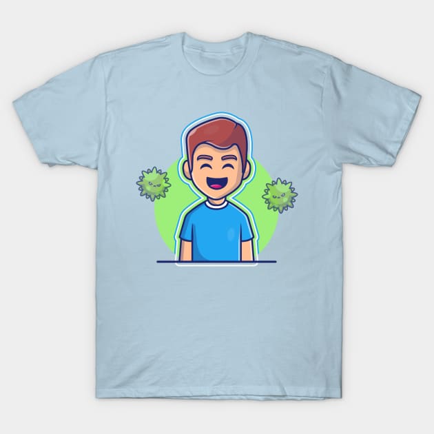 Boy With Strong Immunity Cartoon T-Shirt by Catalyst Labs